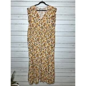 Sonoma Yellow Floral Maxi Dress Plus Size 3X